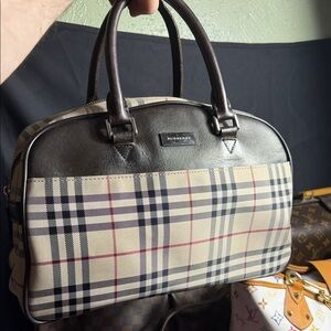 Burberry Beige and Brown Checkered Shoulder Bag